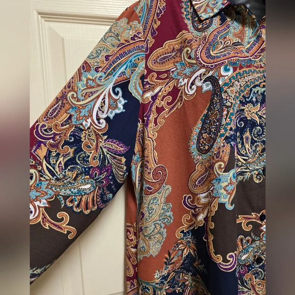 Chico’s Reversible Paisley-Dot Shirt Sz 3 (16) - Picture 5 of 16